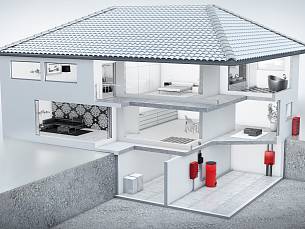 Dieses Wärmepumpensystem in Split-Bauweise kann nicht nur Heizen, sondern verfügt auch über eine Cool-Funktion. Ergänzt wird dieses System mit der Komfortlüftung und dem Energie-Pufferspeicher.