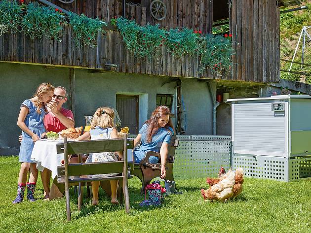 Hühner sind pflegeleichte Zeitgenossen und legen bis zu 300 Eier im Jahr. (Hühnerhaus „Villa Henriette“ von Buttazoni)