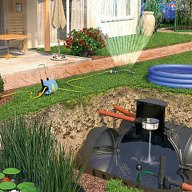 Regenwasser-Flachtank für die Gartenbewässerung